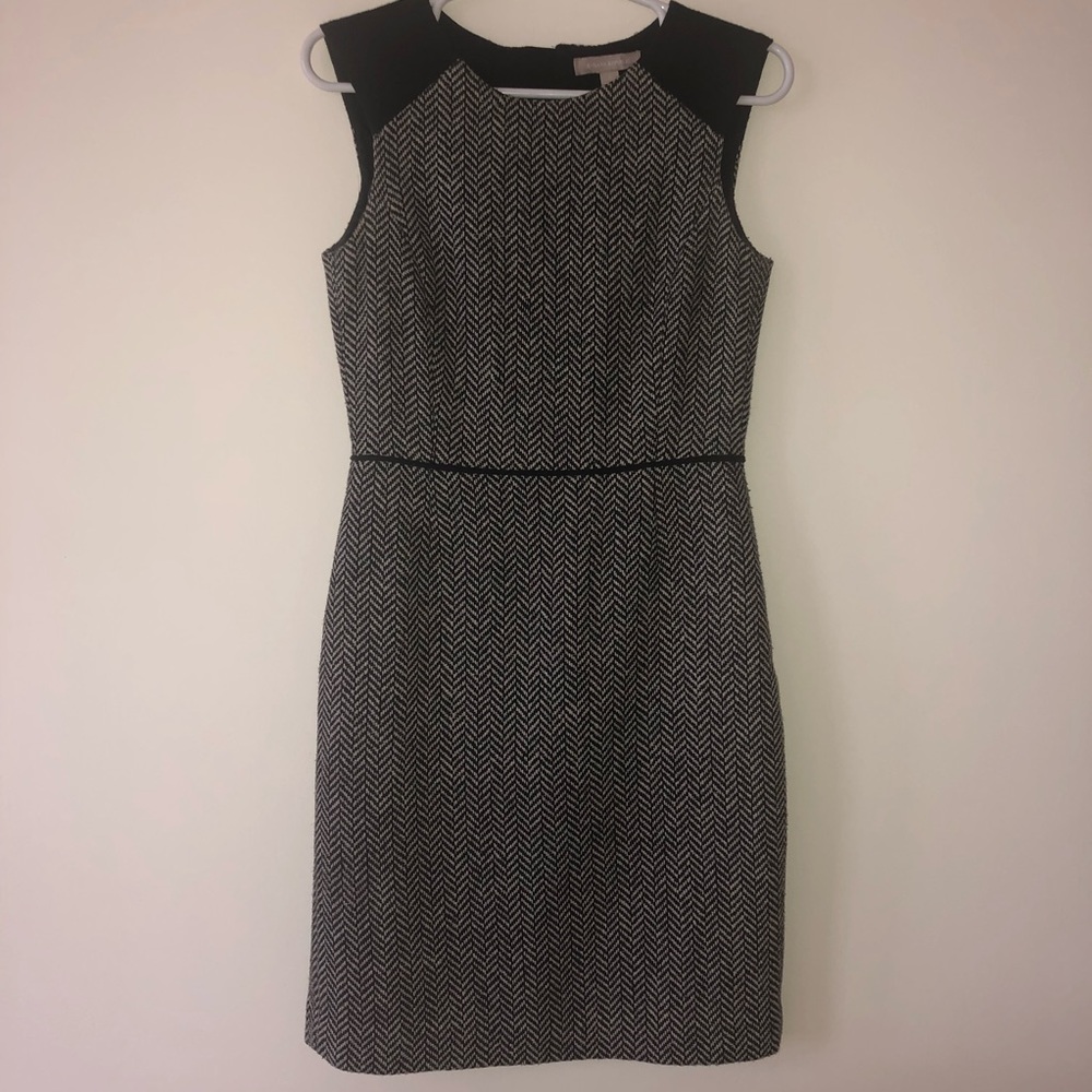 Black / White Herringbone Sheath Dress